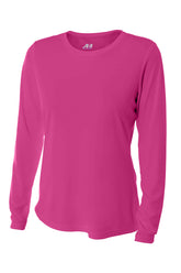 A4 Women’s Cooling Performance Long Sleeve Tee - Fuchsia - XS